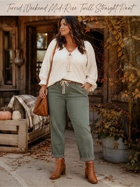 Torrid Weekend Mid-Rise Twill Straight Pant.